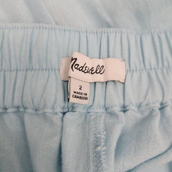 Madewell Pull-On Straight Crop Pant Sz 2 Blue Heron Linen Beachy Coastal NO954 - Picture 6 of 11
